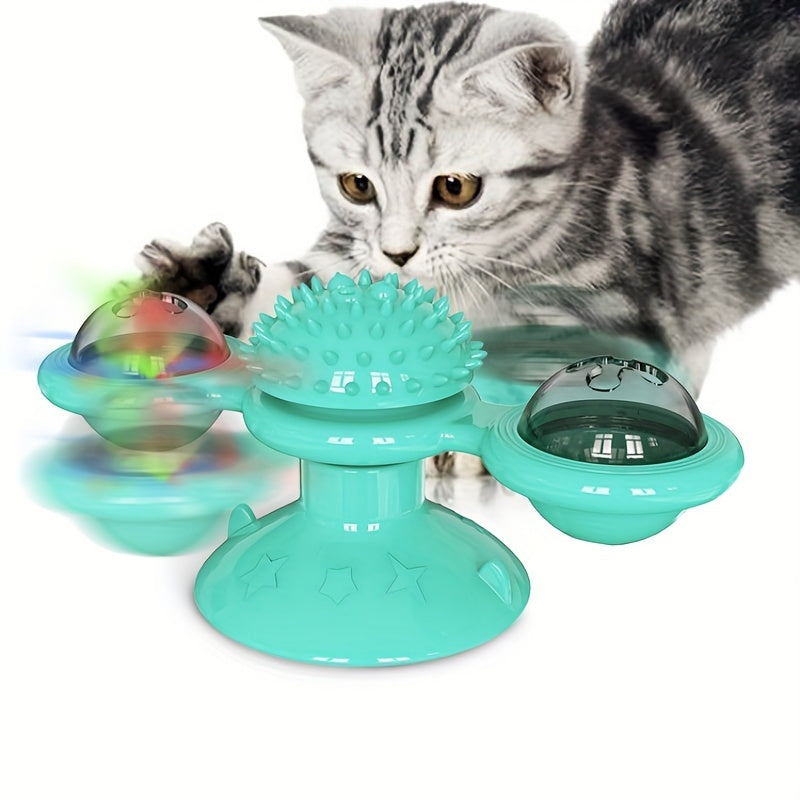 Interactive Windmill Cat Toy with Suction Cup Base