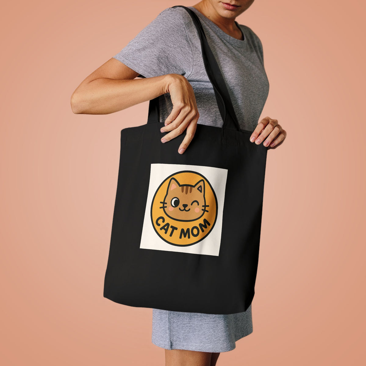 Cat Mom Canvas Tote Bag