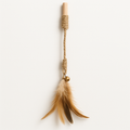 Handmade Wooden Cat Teaser Stick with Feather and Bell