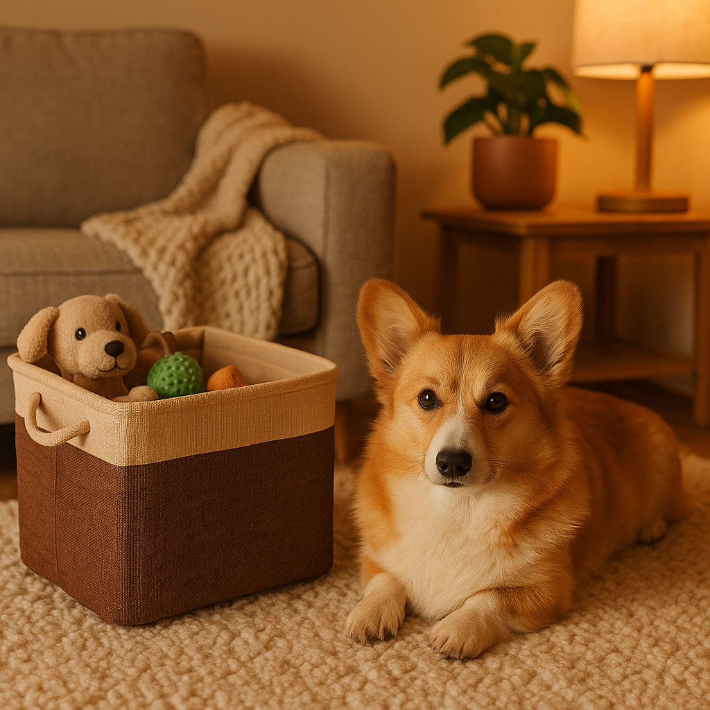 Dog Toy Basket - lifestyle