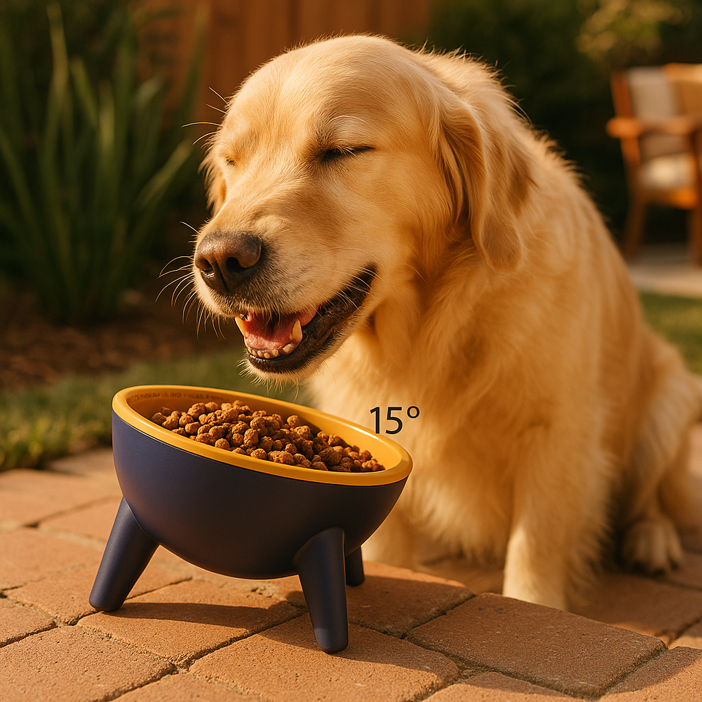 Tilted Pet Feeding Bowl with Stand - lifestyle