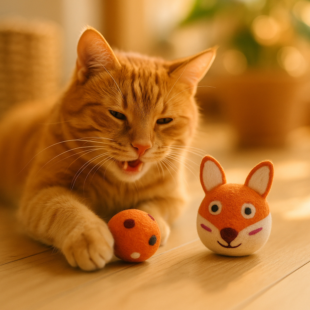 Colorful Felt Stretch Ball Cat Toy Ball Pet Toy With Small Bell Sound Play Cat Toys Creative Interactive Cat Dog Chew Toy - lifestyle