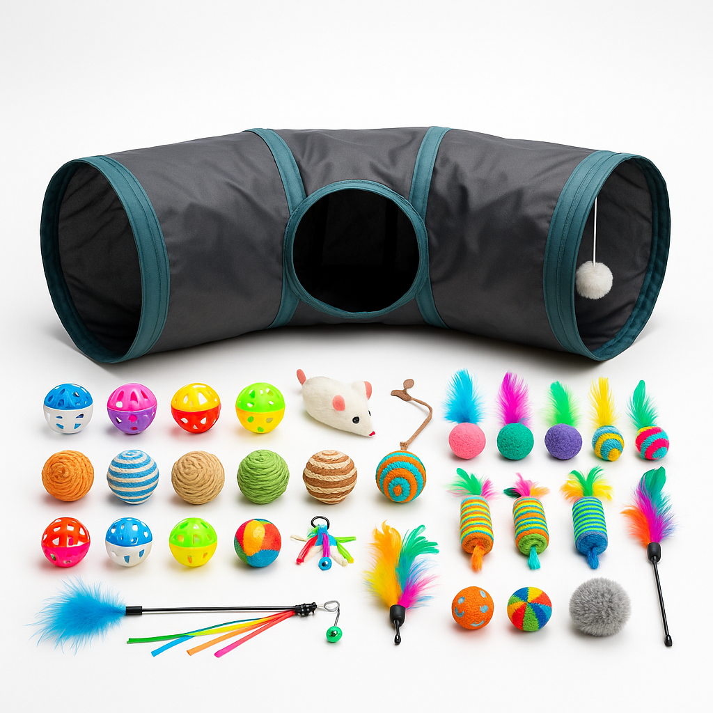 Fun Cat Tunnel Play Set with 22 Accessories