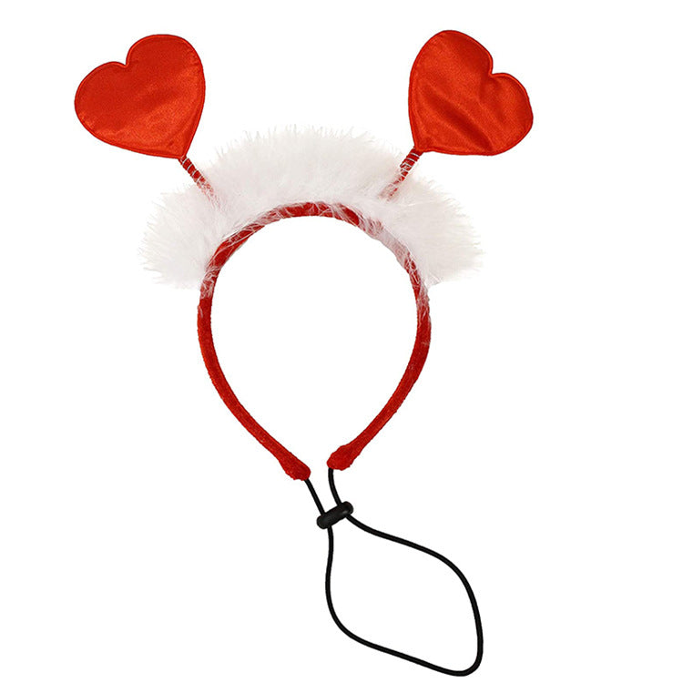 Valentine's Day Pet Hairband and Scarf Set