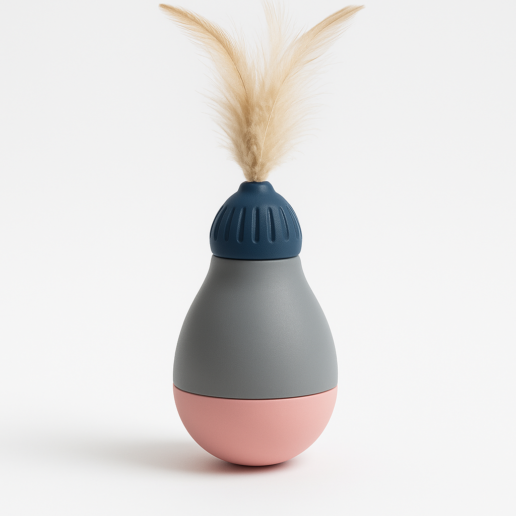 Interactive Cat Tumbler Toy with Goose Feather