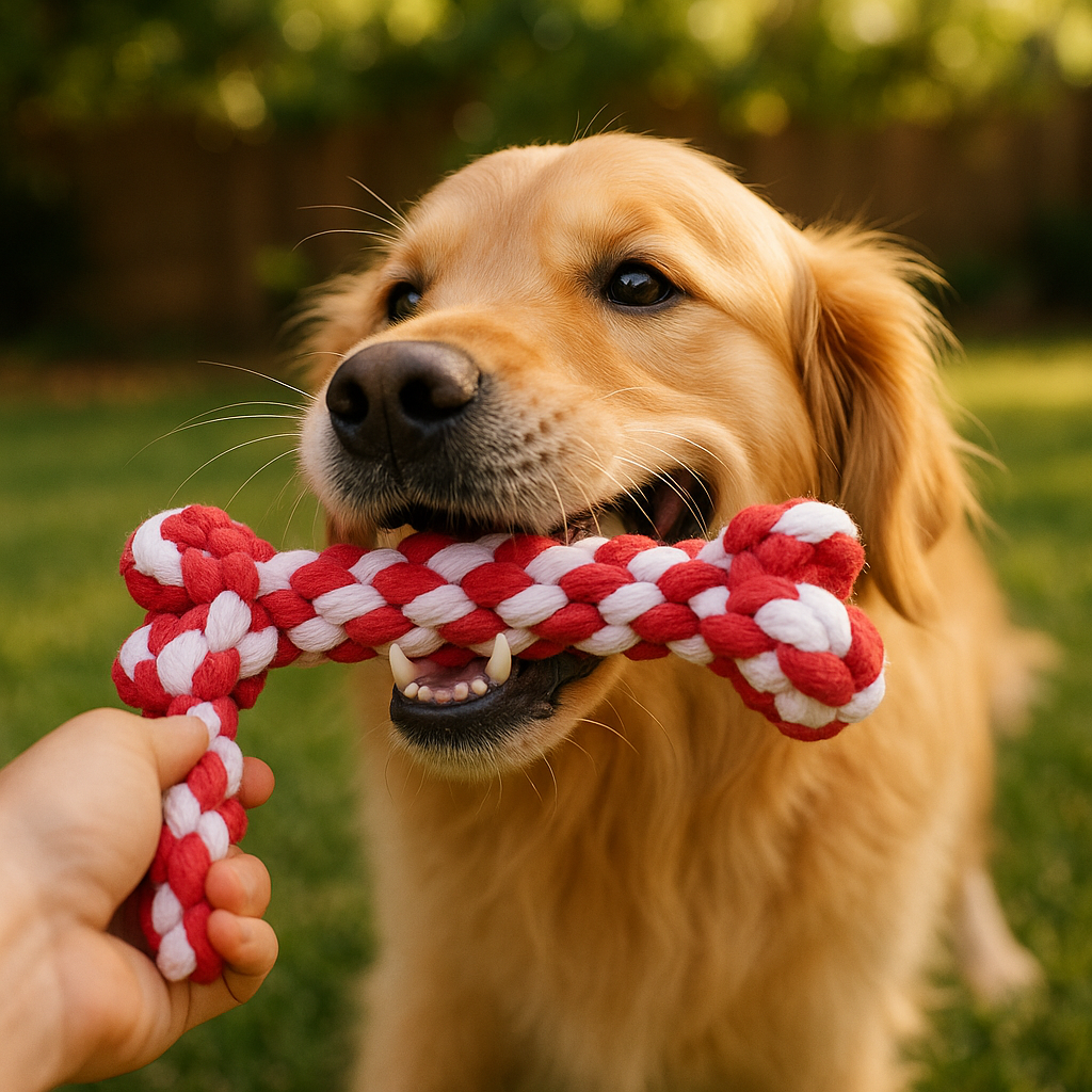 Braided Rope Bone Chew Toy - lifestyle