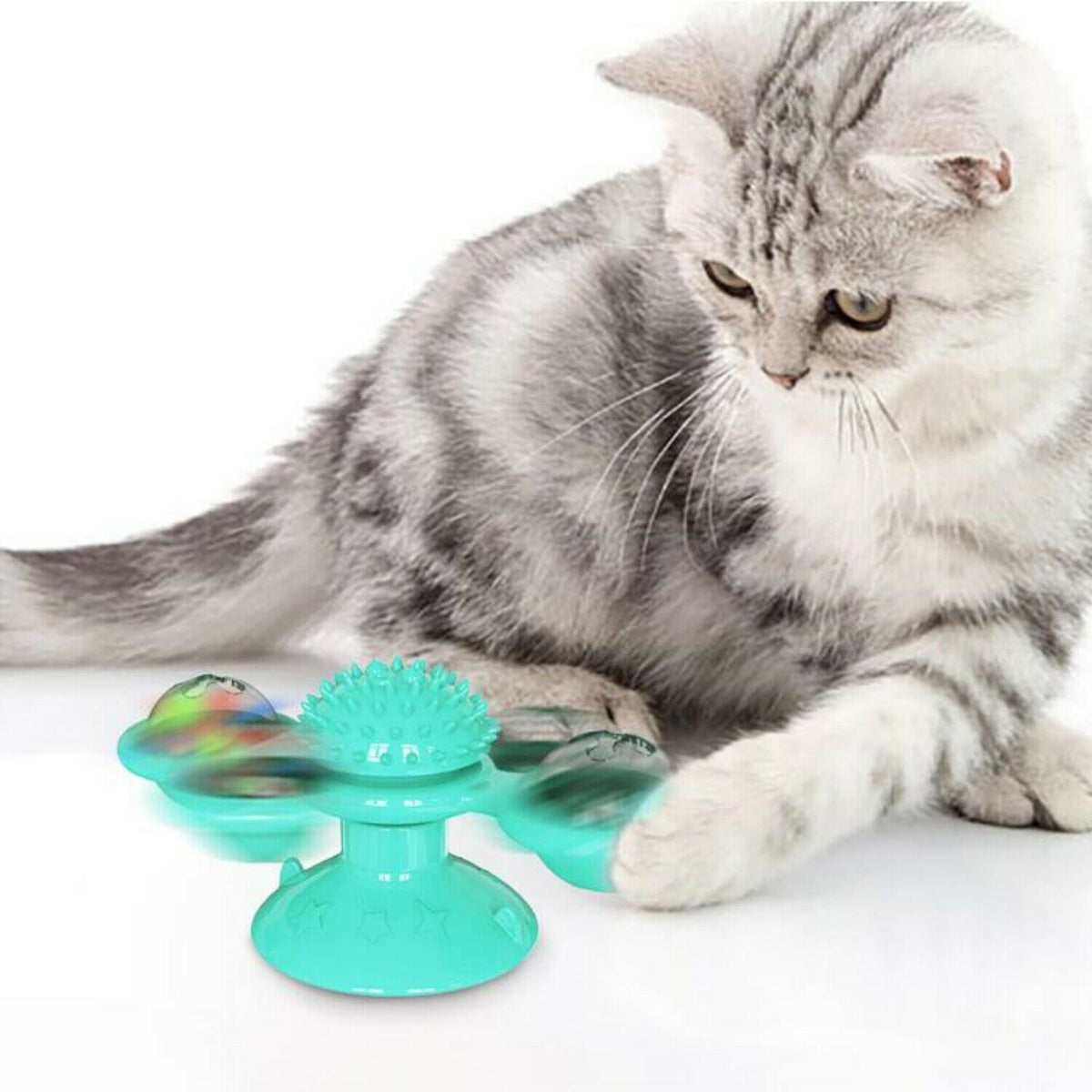 Interactive Windmill Cat Toy with Suction Cup Base