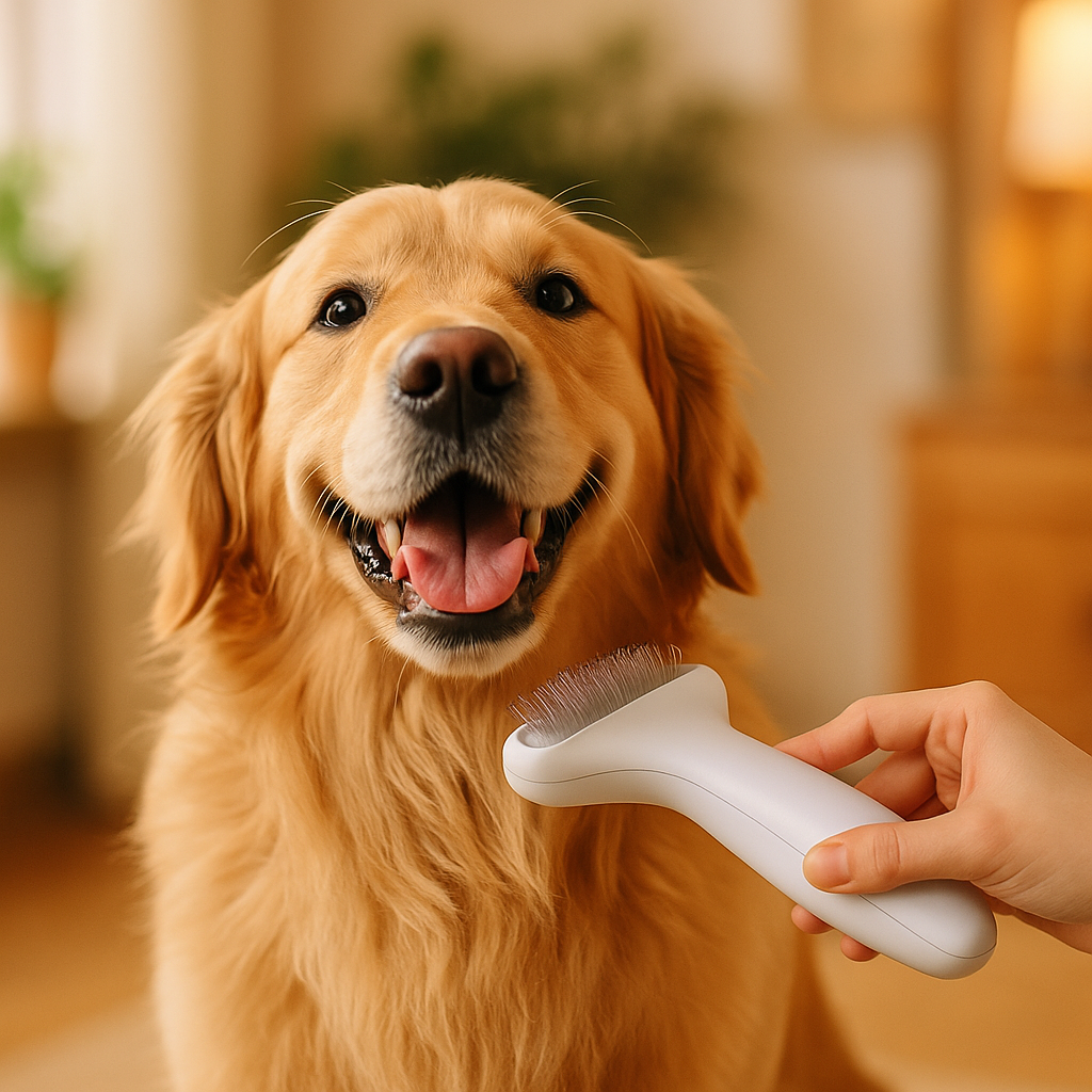 Pet Hair Dryer and Slicker Brush for Easy Grooming - lifestyle
